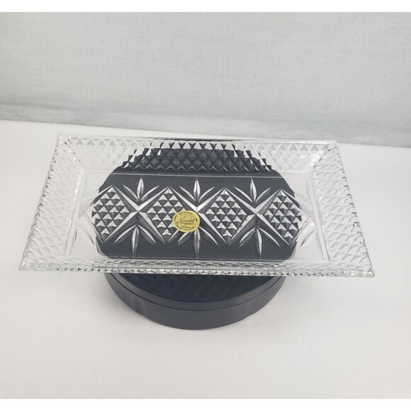 Cristal D'Arques France 24% Lead Crystal Glass Diamond Point Cut Dish Rectangle - Picture 7 of 10